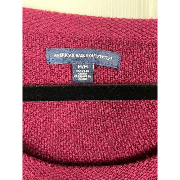 Amercan Eagle Small Red Burgundy Long Sleeve KnitWovern Sweater Tee - Picture 3 of 5